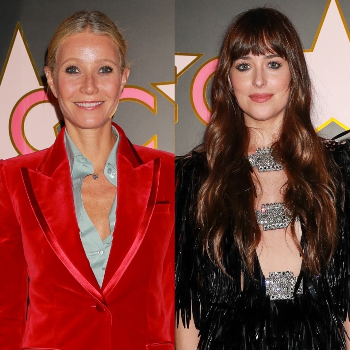 Dakota Johnson e Gwyneth Paltrow se encontram em desfile. Assista ao